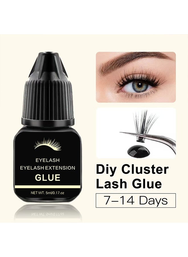 إيلهو غراء تمديد الرموش، غراء احترافي لتمديد الرموش لربط قوي ومرونة عالية، تثبيت فائق، يجف فوراً، منخفض الأبخرة، لاصق أسود قوي جدًا لتمديد الرموش - Image 2